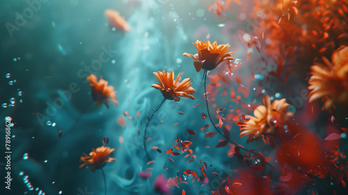 Underwater Dance of Flowers, Dreamy Aquatic Garden © Kordiush