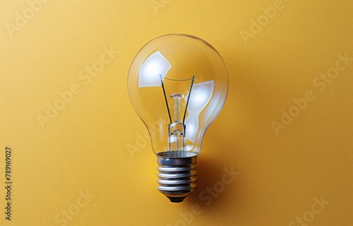 Light Bulb on Yellow Background