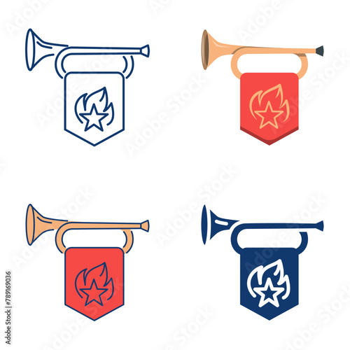 Trumpet with flag icon set