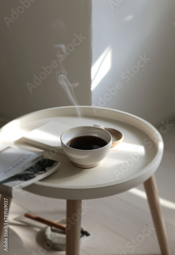 A Cup of Coffee on a White Table