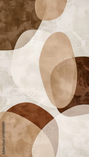 Abstract Painting of Brown and White Circles