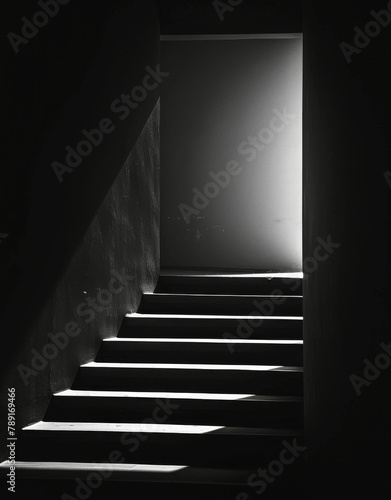 A Black and White Stairway in Urban Setting