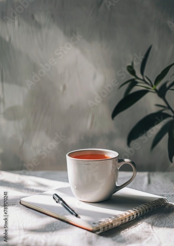 Cup of Tea Next to Book on Saucer