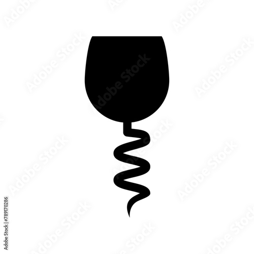 Logo club de vino. Silueta de copa de vino mitad sacacorchos