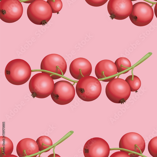Seamless vector red currant berries pattern