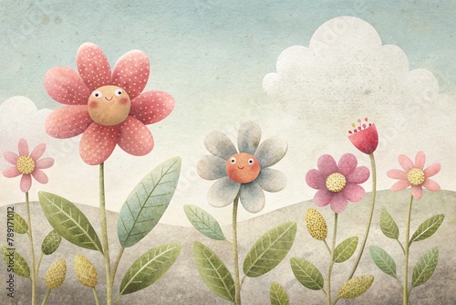 flowers background Cartoon, Children's Illustration