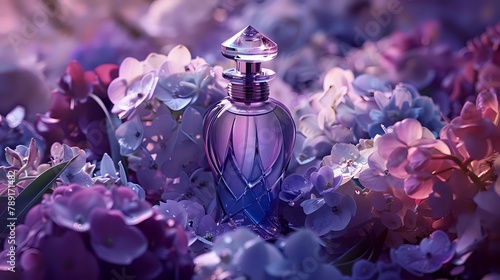 Luxurious Perfume Bottle with Floral Accents