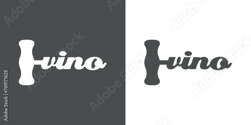 Logo club de vino. Silueta de sacacorchos con palabra vino en texto manuscrito en español como espiral