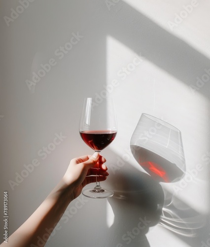 Hand Holding Glass of Red Wine
