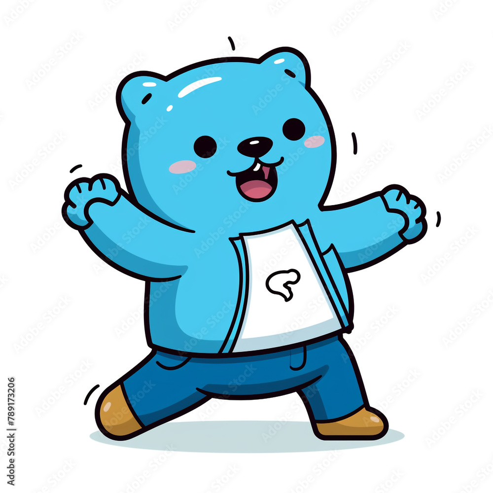 kawaii bear character animated sticker, in the style ofdark cyan and azure сreated with Generative Ai kawaii bear character animated sticker, in the style ofdark cyan and azure сreated with Generative Ai