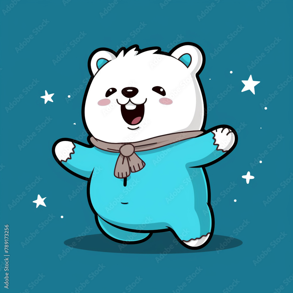 kawaii bear character animated sticker, in the style ofdark cyan and azure сreated with Generative Ai kawaii bear character animated sticker, in the style ofdark cyan and azure сreated with Generative Ai