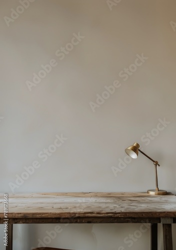 Wooden Desk With Lamp