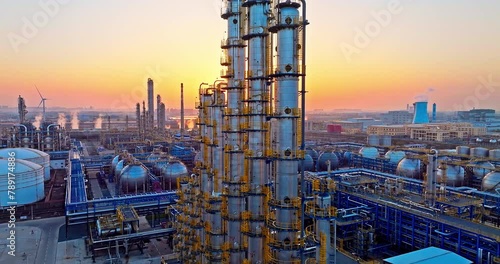 Aerial view of refinery chemical plant in industrial area