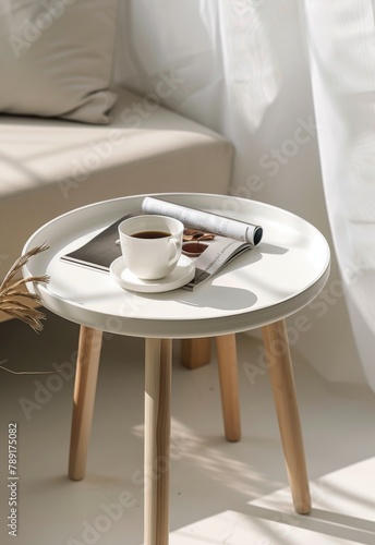 Table With Magazine and Coffee Cup