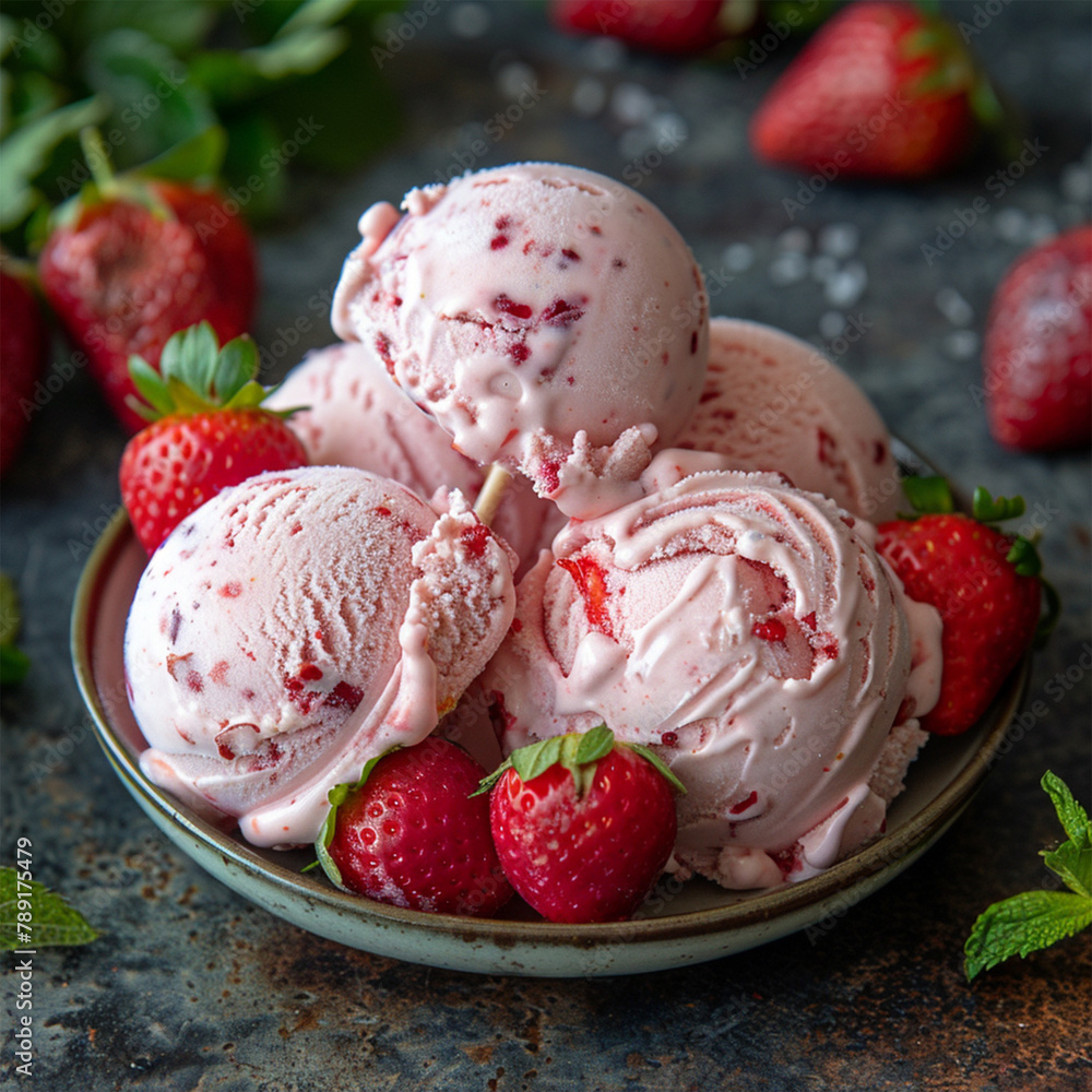 homemade strawberry ice cream on a stick made from fresh strawberries in a plate. Made with generative ai
homemade strawberry ice cream on a stick made from fresh strawberries in a plate. Made with generative ai