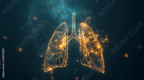 3D lungs and pollen in allergy season photo