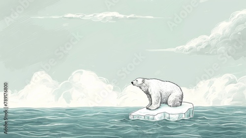 Polar bear solemnly perched...