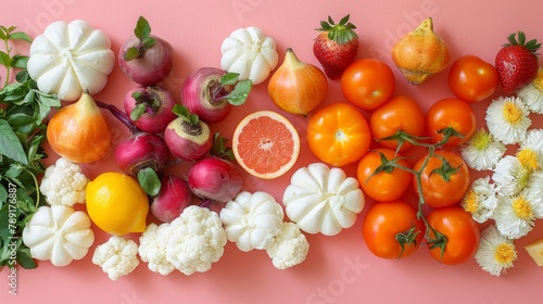  tomatoes, cauliflower, broccoli, and oranges (Two occurrences of 'cauliflower photo