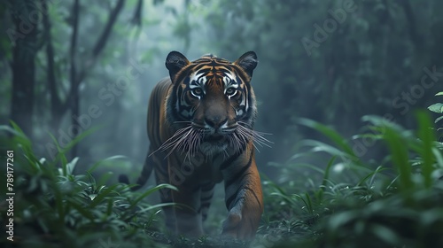 A powerful tiger prowling photo