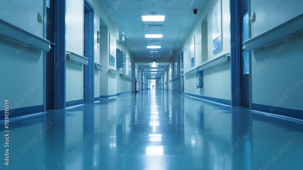 Obraz premium Hospital hallway interior view