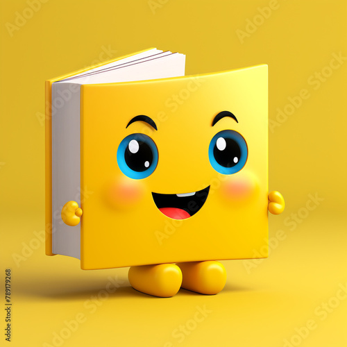 cute smiling yellow image holding a book сreated with Generative Ai