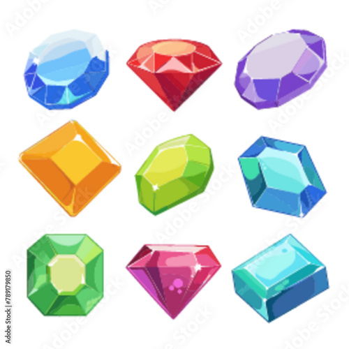 variety of gemstones with multifaceted surfaces that gleam
