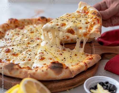Person Taking a Slice of Cheese Pizza