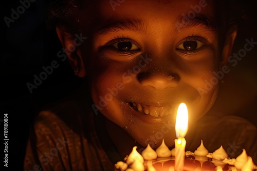Wallpaper Mural A young girl is holding a lit candle in her hand, smiling Torontodigital.ca