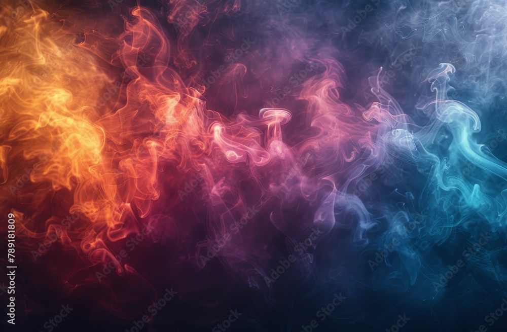 Vibrant Colorful Smokes on Black Background Vibrant Colorful Smokes on Black Background