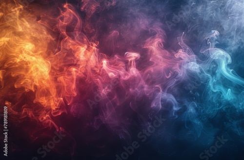 Vibrant Colorful Smokes on Black Background