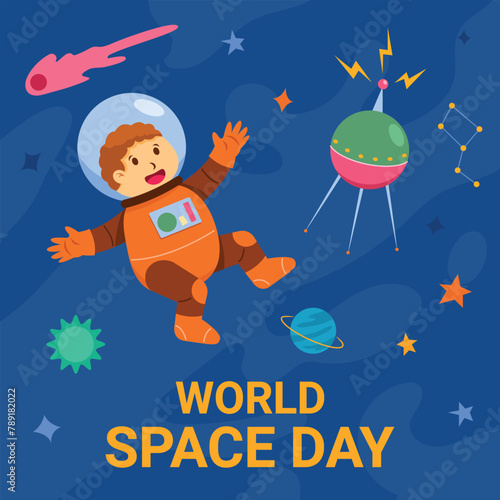 Cosmonaut Floating On Outer Space