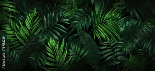 Nature's lush green tropical leaves forming a vibrant backdrop. © Murda