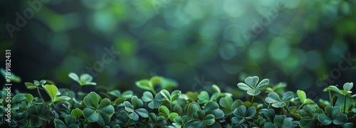 Group of Four Leaf Clovers With Blurry Background