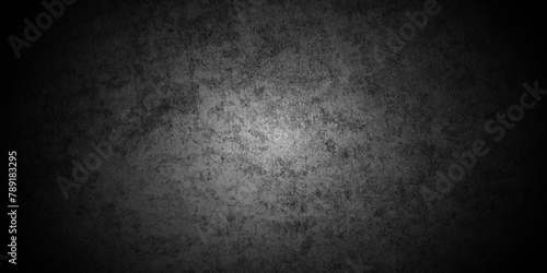 Dark black wall grunge textured concrete backdrop background. Panorama dark grey black slate gradient background or texture. Vector black concrete texture. Stone wall background.