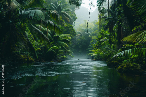 A river in a tropical jungle photo