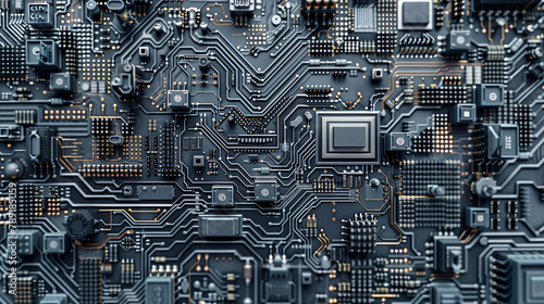 Close-up of intricate black circuit board patterns