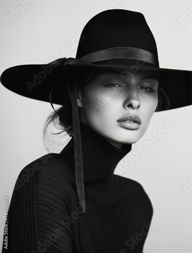 Woman Wearing Black Hat and Sweater