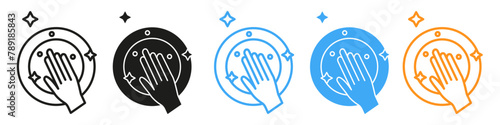 Icon Showing Sparkling Clean Dishes and Tableware After Washing