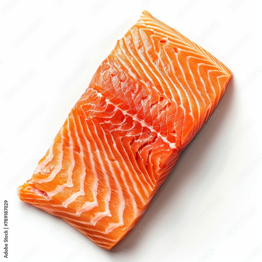 Sliced Raw Salmon Fillet Isolated Close-up