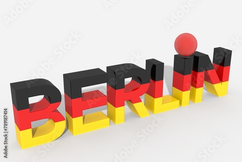 Testo 3D BERLIN con colori della bandiera della Germania photo