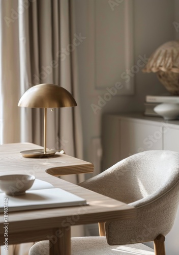 Desk With Chair and Potted Plant
