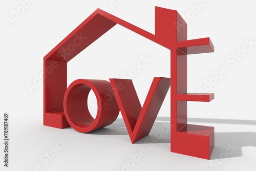 Testo 3D LOVE con simbolo della casa
