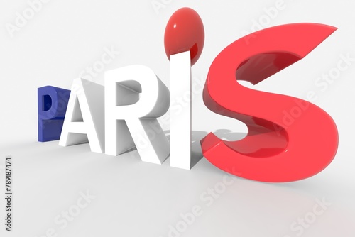 Testo 3D Paris con colori della bandiera della Francia photo