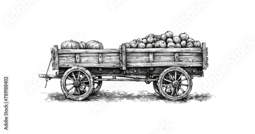 Farm cart hand drawn sketch in doodle style illustration vector
