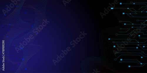 Vectors Digital technology and science background Quantum computer technologies concepts, Futurist Technology modern blue horizontal banner template with circuit board texture.