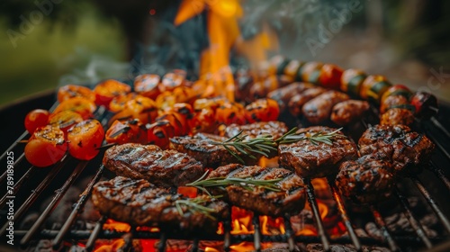 Sizzling Grill With Meat and Vegetables