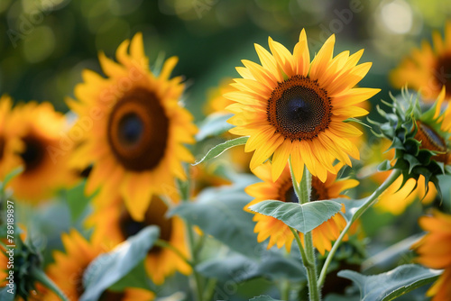 A cluster of vibrant sunflowers pastel cute 