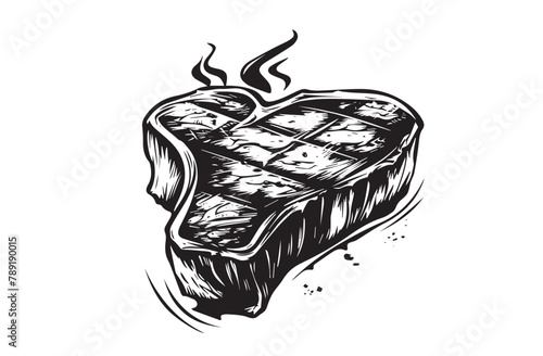 Grilled steak, Hand drawn style, vector illustrations	
