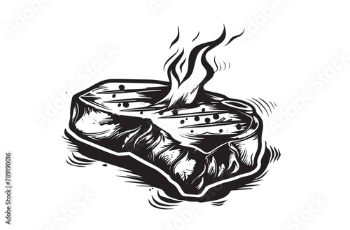 Grilled steak, Hand drawn style, vector illustrations	
