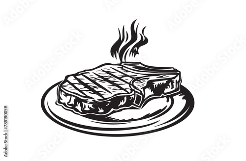 Grilled steak, Hand drawn style, vector illustrations	
